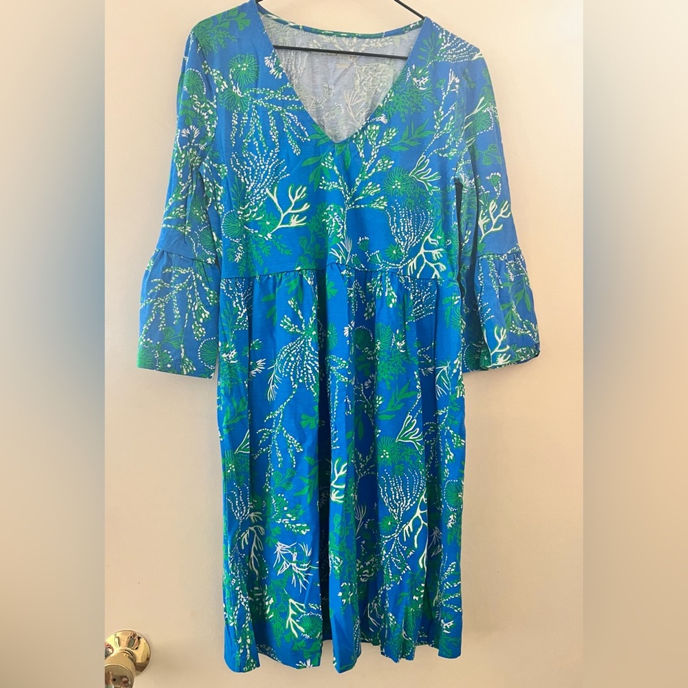 Lilly Pulitzer Blue and Green Coral Knit Dress